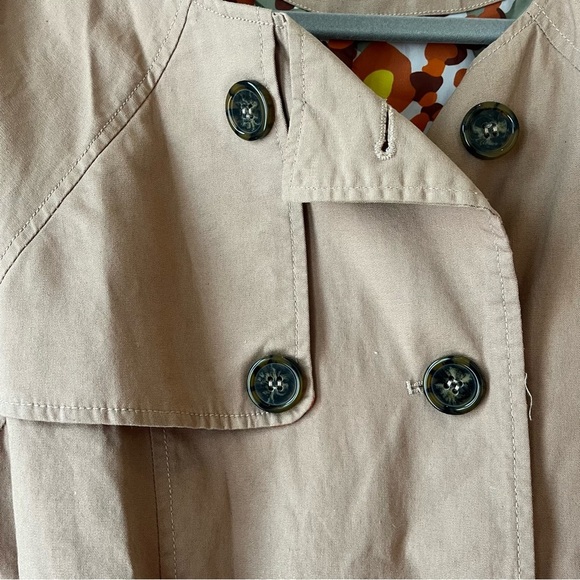 Tulle Tan Cape Jacket Women’s Small Khaki Cotton Double Breasted Y2K Mod - Picture 5 of 14